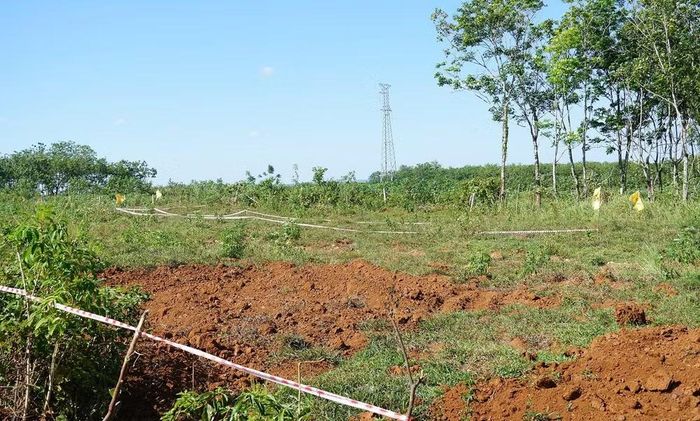 Vị trí tổ chức tìm kiếm hài cốt liệt sĩ ở Cồn Tiên. (Ảnh: Hiếu Minh)