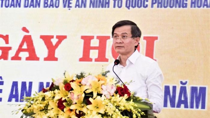 Đồng chí Đoàn Minh Huấn, Ủy viên Bộ Chính trị, Giám đốc Học viện Chính trị quốc gia Hồ Chí Minh phát biểu tại ngày hội. (Ảnh: PT)