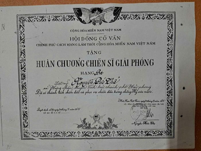Huân chương Chiến sĩ Giải phóng của đồng chí Nguyễn Đức Thể.