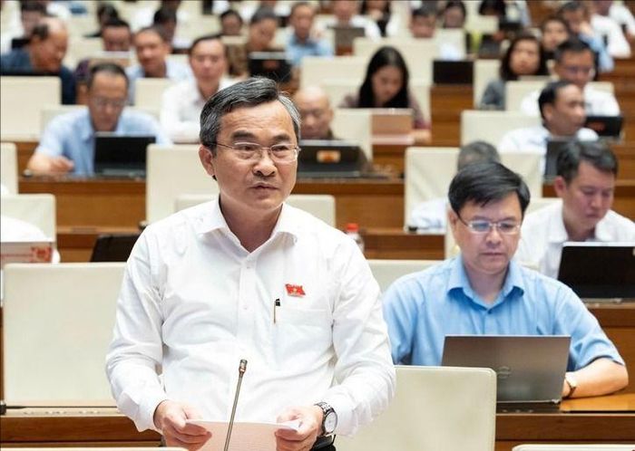  ĐB Nguyễn Phi Hùng (Đà Nẵng) phát biểu tại hội trường, chiều 12-8. Ảnh: QUANG PHÚC 