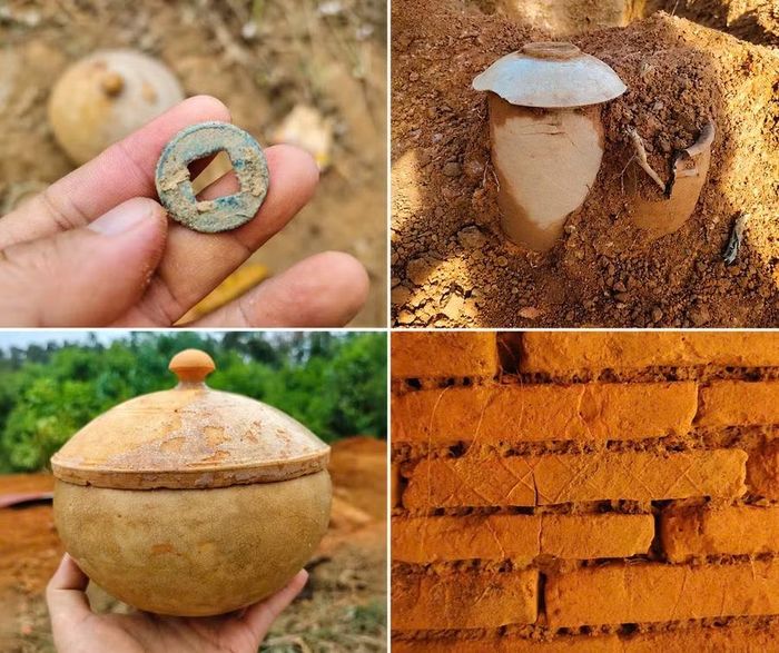 Nhiều hiện vật gốm men, đồng xu, kim loại... được phát hiện. Ảnh: Hồ Hà,