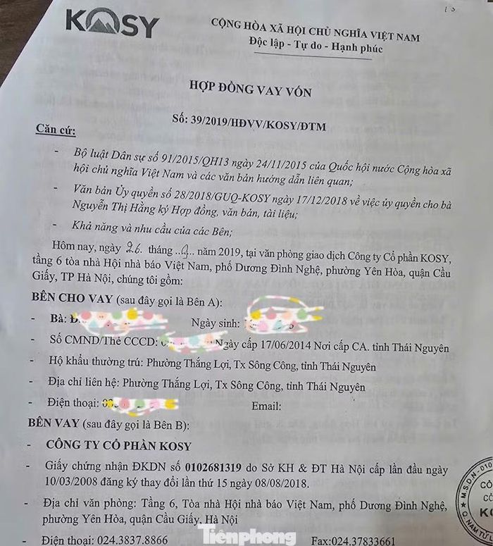 Công ty Kosy huy động vốn dưới hình thức hợp đồng vay vốn