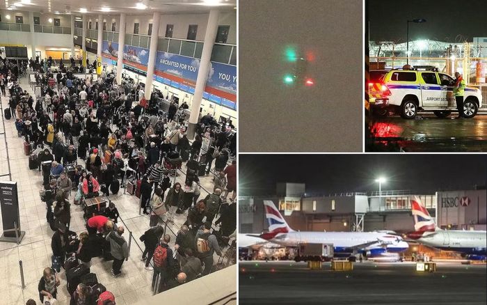 Sân bay Gatwick (Anh) hỗn loạn khi máy bay không người lái khiến đường băng đóng cửa 3 ngày. Ảnh: The Telegraph.