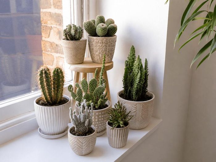 Cây xương rồng để cửa sổ giúp cây nhận đủ ánh sáng cần thiết.