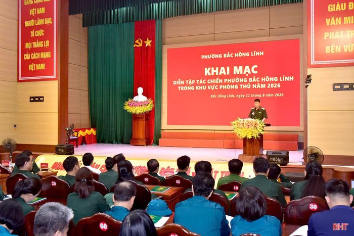 Phường Bắc Hồng Lĩnh diễn tập nội dung Hội nghị chuyển LLVT vào các trạng thái SSCĐ.