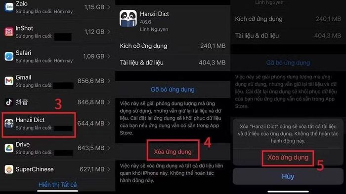 Nhấn Xóa ứng dụng và xác nhận để giải phóng không gian lưu trữ..