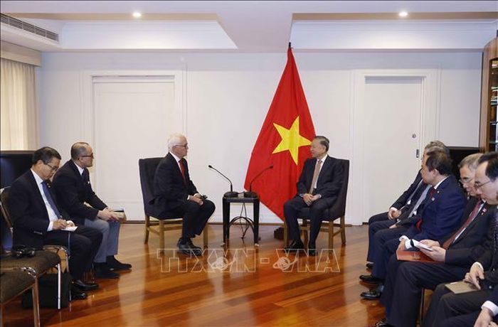 Tổng Bí thư, Chủ tịch nước Tô Lâm tiếp nguyên Thủ tướng Australia Malcolm Turnbull AC, Chủ tịch Công ty công nghệ Advanced Navigation. Ảnh: Thống Nhất/TTXVN