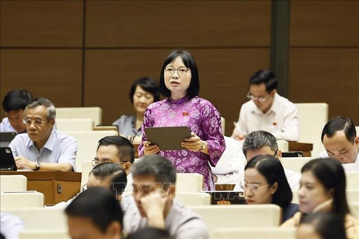 Đại biểu Quốc hội TP Hải Phòng Nguyễn Thị Việt Nga phát biểu. Ảnh: Doãn Tấn/TTXVN