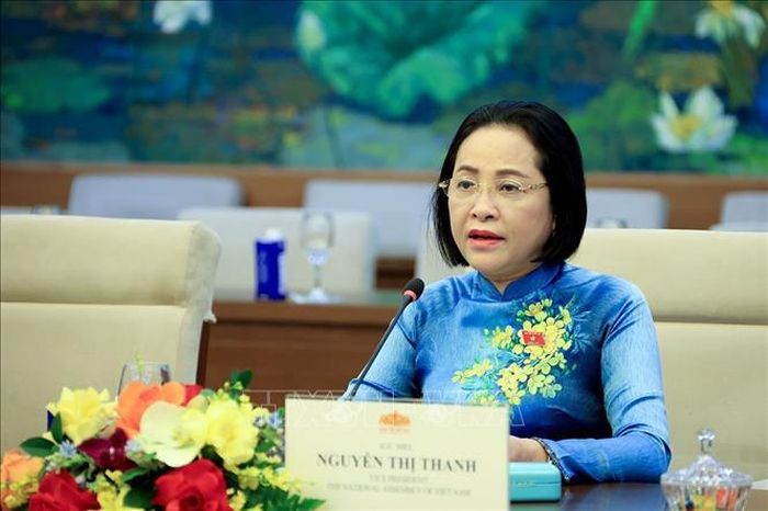 Phó Chủ tịch Quốc hội Nguyễn Thị Thanh phát biểu. Ảnh: Tuấn Anh/TTXVN