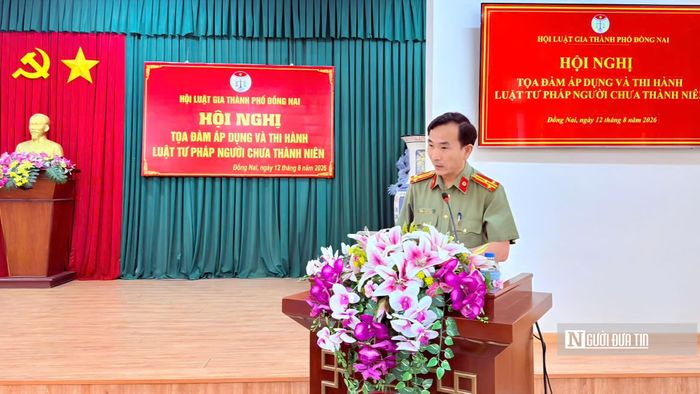 Đại diện Văn phòng Cơ quan CSĐT Công an Tp.Đồng Nai phát biểu tại hội nghị