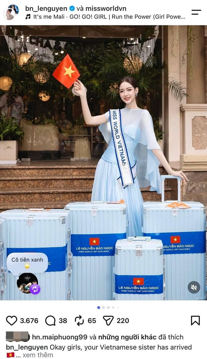 Mai Phương thả tim ủng hộ Bảo Ngọc thi Miss World.