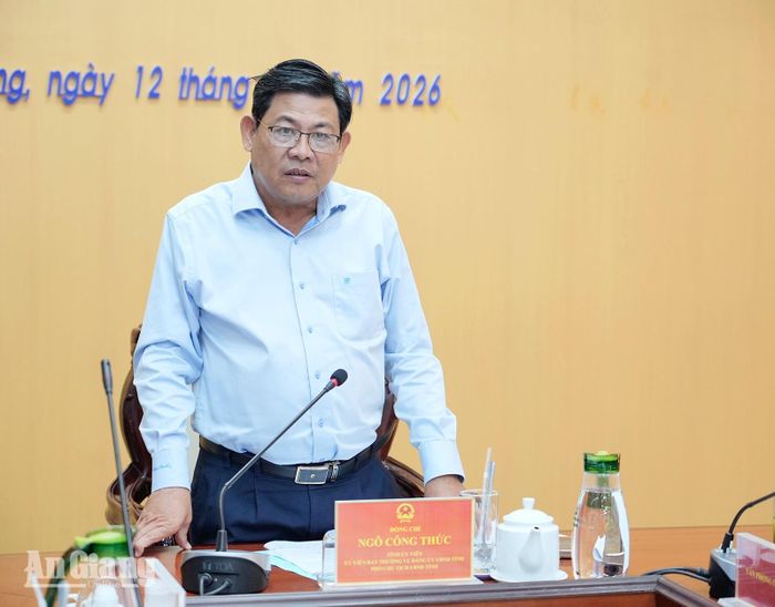 Phó Chủ tịch UBND tỉnh An Giang Ngô Công Thức phát biểu tại cuộc họp.