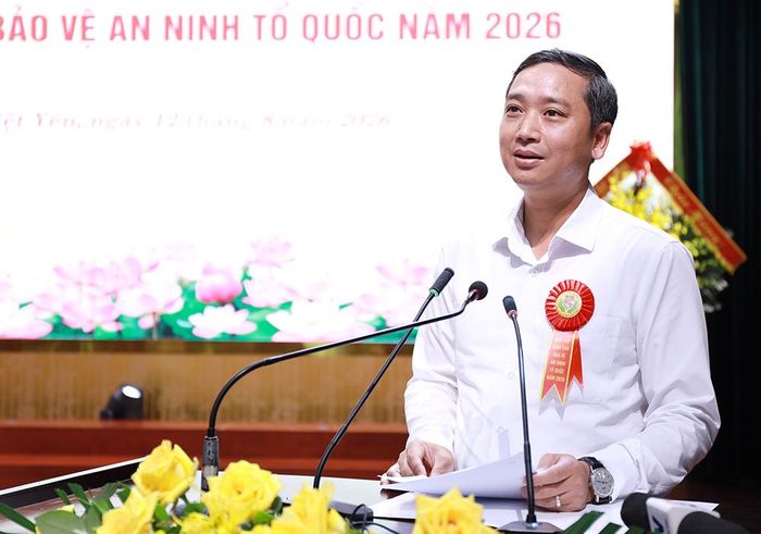  Đồng chí Nguyễn Việt Oanh phát biểu chỉ đạo tại Ngày hội toàn dân bảo vệ an ninh Tổ quốc phường Việt Yên năm 2026. 