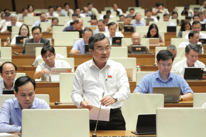 Đại biểu Quốc hội Nguyễn Phi Hùng thảo luận tại phiên họp. Ảnh: Quốc hội