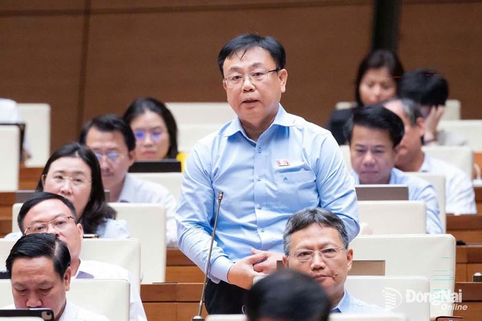 Đại biểu Nguyễn Công Long (Đoàn Đại biểu Quốc hội thành phố Đồng Nai) phát biểu thảo luận tại phiên họp. Ảnh: CTV