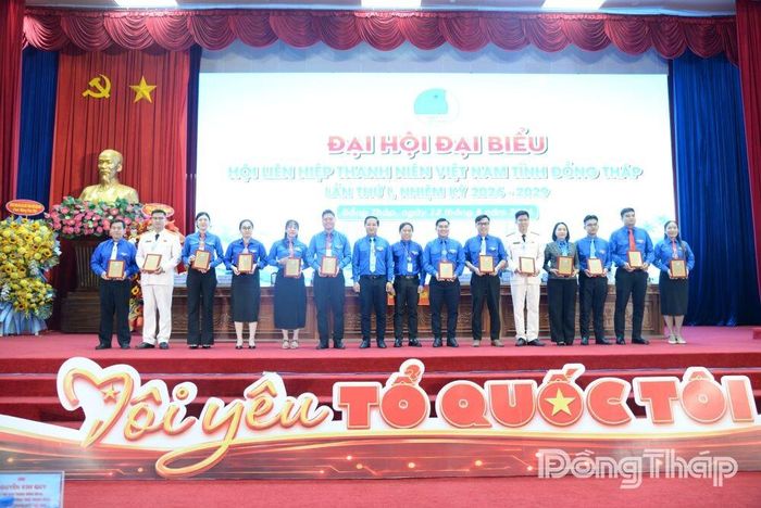 Tặng quà tri ân các đồng chí không tái cử Ủy ban Hội Liên hiệp Thanh niên khóa mới.