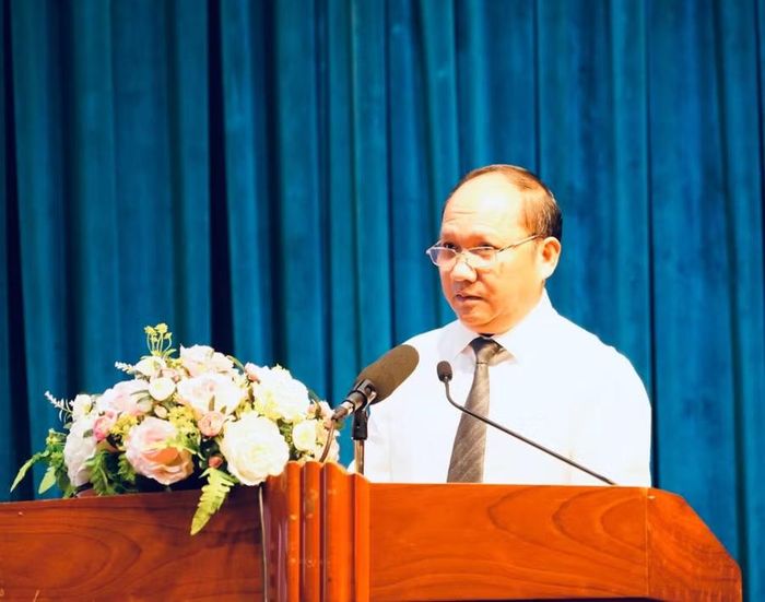 Đồng chí Rah Lan Chung - Phó Bí thư Thường trực Tỉnh ủy, Chủ tịch HĐND tỉnh, Trưởng Ban Chỉ đạo 35 Tỉnh ủy Gia Lai phát biểu tại lễ tổng kết. Ảnh: N.H