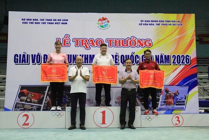 Đoàn Gia Lai giành vị trí nhất toàn đoàn ở nội dung nam 14-16 tuổi. Ảnh: H.H 