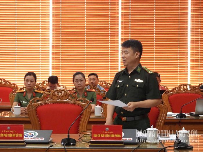 Lãnh đạo Ban Chỉ huy Bộ đội Biên phòng tỉnh phát biểu tại phiên họp