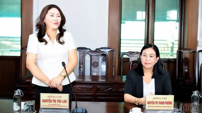 Đồng chí Nguyễn Thị Thu Lan phát biểu tại buổi trao hỗ trợ.