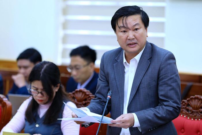 Phó Trưởng Ban Pháp chế HĐND tỉnh Lâm Đồng Nguyễn Ngọc Khoa báo cáo phương án xử lý các văn bản quy phạm pháp luật do HĐND 3 tỉnh ban hành trước khi sáp nhập
