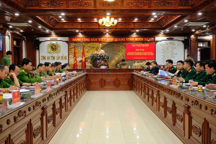 Toàn cảnh hội nghị tại điểm cầu Công an tỉnh Lâm Đồng