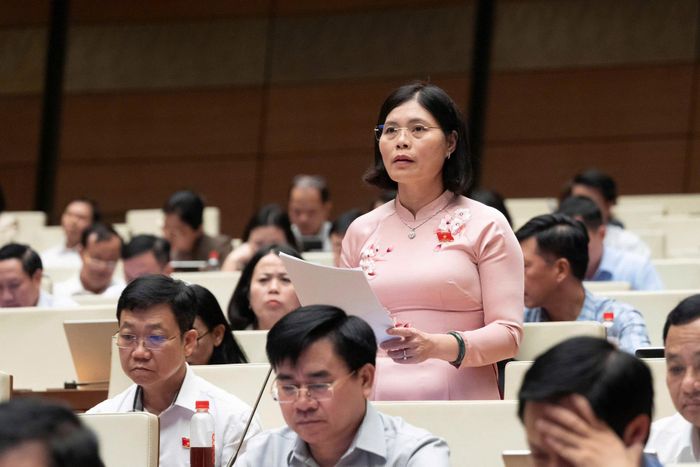 Đại biểu Trần Thị Oanh, Đoàn ĐBQH tỉnh Lâm Đồng phát biểu tại phiên thảo luận