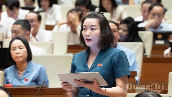 Đồng chí Nguyễn Minh Tâm, Phó trưởng đoàn chuyên trách Đoàn ĐBQH tỉnh thảo luận tại kỳ họp - Ảnh: N.M