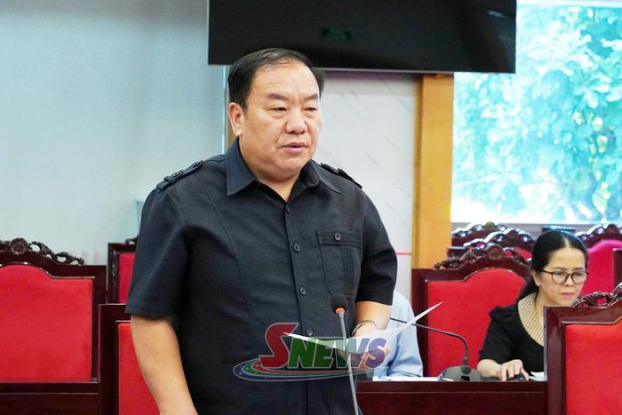 Đồng chí Chá A Của, Phó Bí thư Tỉnh ủy, Chủ tịch Ủy ban Mặt trận Tổ quốc Việt Nam tỉnh, Trưởng Ban Chỉ đạo công tác tôn giáo tỉnh phát biểu tại cuộc làm việc.