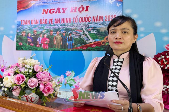 Đồng chí Trưởng ban Nội chính Tỉnh ủy phát biểu tại Ngày hội Toàn dân bảo vệ ANTQ năm 2026 tại xã Lóng Phiêng.