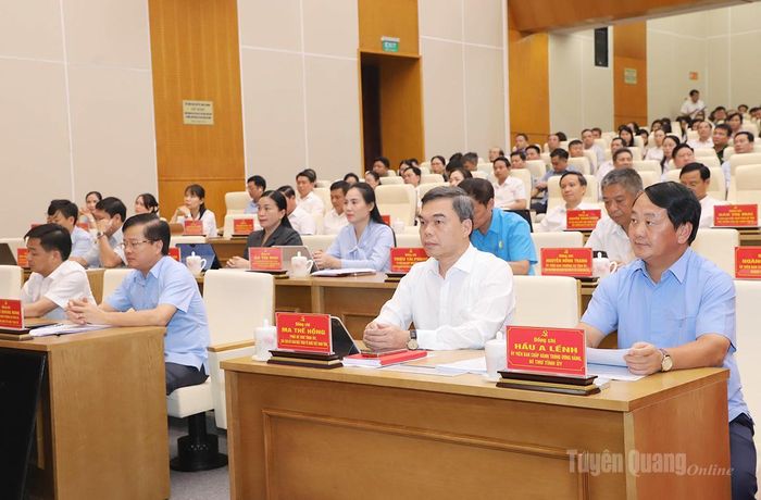Các đồng chí Thường trực Tỉnh ủy, Ủy viên Ban Thường vụ Tỉnh ủy dự buổi gặp mặt.