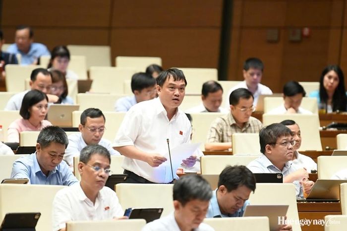 Đại biểu Nguyễn Thanh Xuân tham gia thảo luận ở hội trường chiều 12/8. Ảnh: Đoàn ĐBQH thành phố cung cấp 