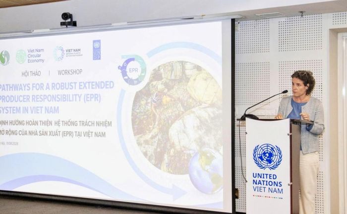 Bà Francesca Nardini, Phó Trưởng Đại diện Thường trú UNDP tại Việt Nam phát biểu tại Hôi thảo.