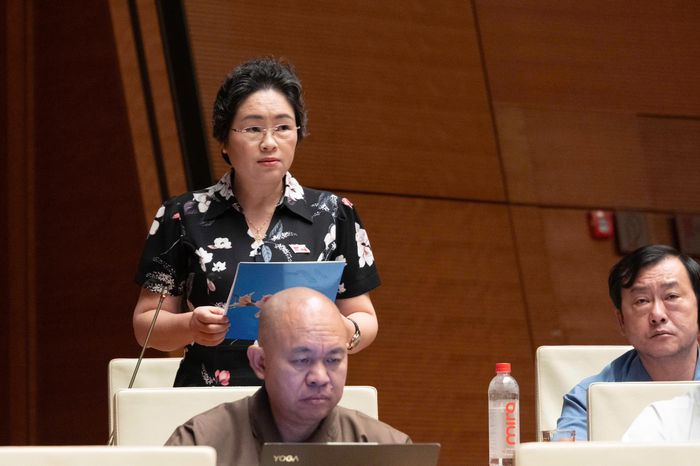 Đại biểu Lý Thị Lan (đoàn Tuyên Quang) và đại biểu Lò Thị Luyến (đoàn Điện Biên). Ảnh: Media Quốc hội.