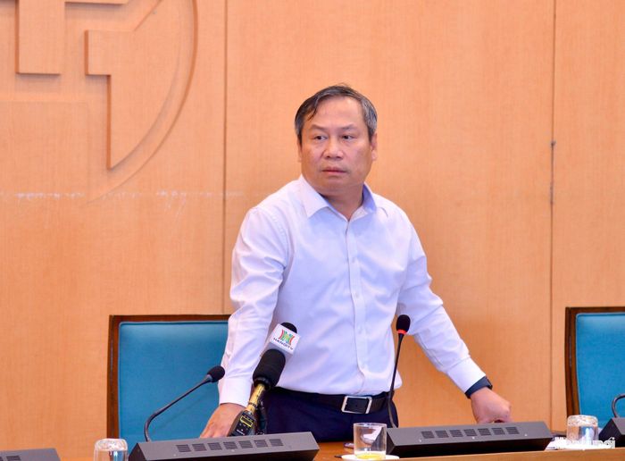 Chủ tịch UBND thành phố Vũ Đại Thắng phát biểu chỉ đạo tại cuộc họp. Ảnh: Viết Thành.