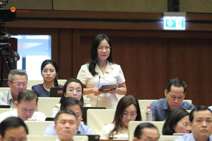 ĐBQH Nguyễn Thị Minh Tú (Nghệ An) phát biểu. Ảnh: Hồ Long