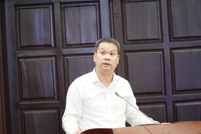 Chủ tịch UBND thành phố Đà Nẵng Nguyễn Mạnh Hùng phát biểu tại hội nghị. Ảnh: Tấn Tài