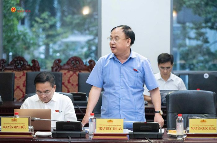 Phó Chủ nhiệm Ủy ban Quốc phòng, An ninh và Đối ngoại Trần Đức Thuận phát biểu