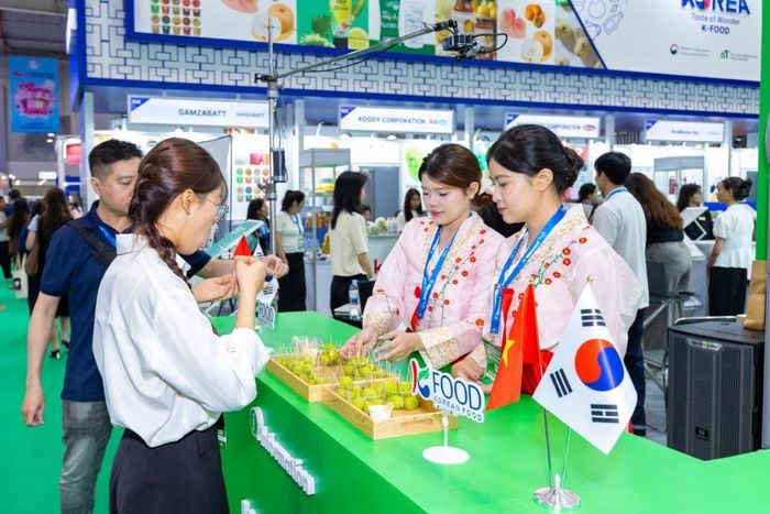 Các món ăn đường phố Hàn Quốc và chương trình dùng thử nho Shine Muscat thu hút sự chú ý của khách tham quan