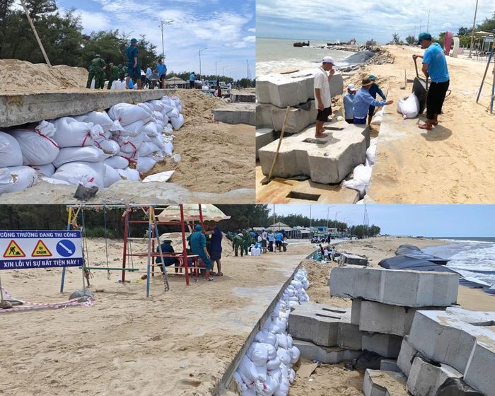 Khẩn trương khắc phục các điểm xói lở, sạt lở dọc tuyến đường ven bãi tắm Phú Thuận.