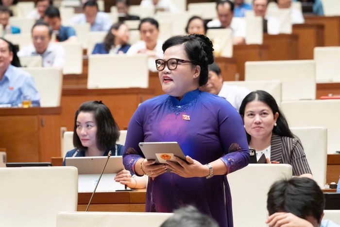 Đại biểu Nguyễn Thị Sửu (Đoàn ĐBQH TP Huế) phát biểu thảo luận.