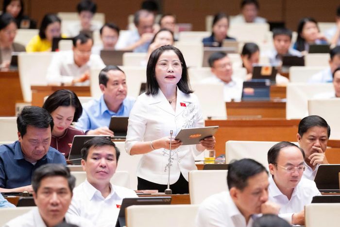 Đại biểu Nguyễn Thị Thu Nguyệt (Đoàn ĐBQH tỉnh Đăk Lăk) phát biểu thảo luận.