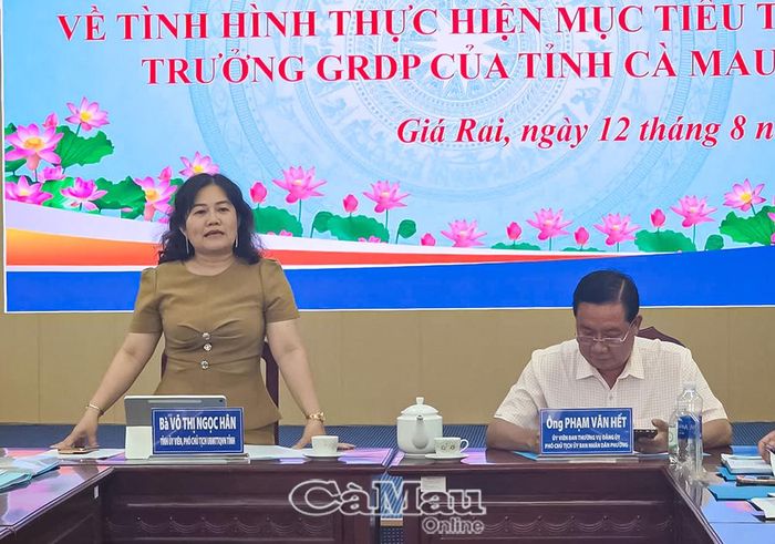 Phó Chủ tịch Uỷ ban MTTQ Việt Nam tỉnh Cà Mau Võ Thị Ngọc Hân phát biểu kết luận buổi giám sát.