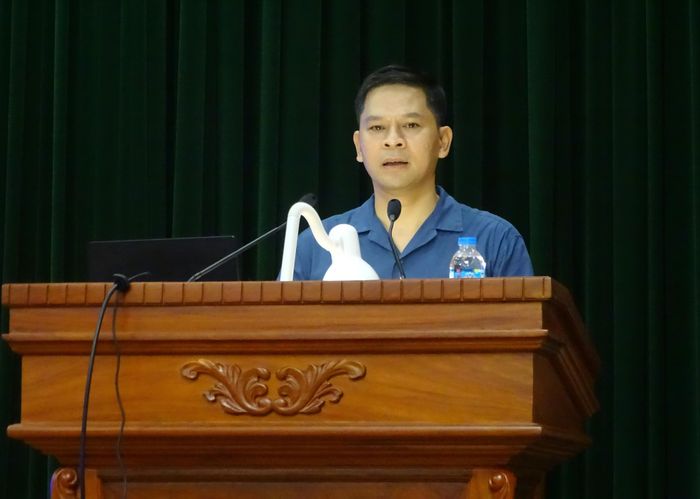 Phó Kiểm toán trưởng KTNN chuyên ngành IV Lại Xuân Nghị phát biểu. Ảnh: T.THIỆN
