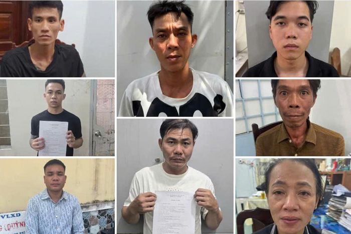 Các đối tượng bị bắt giữ. Ảnh: CA An Giang.