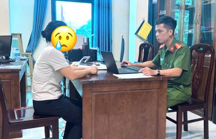 Chị Đ.T.H tại cơ quan Công an. Ảnh: Cơ quan Công an.