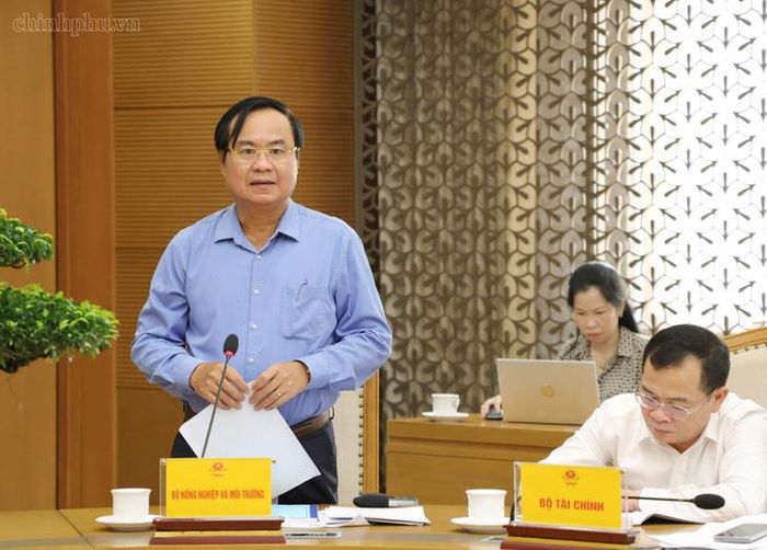 Thứ trưởng Bộ NN&MT Võ Văn Hưng báo cáo tại cuộc họp. Ảnh: chinhphu.vn/Gia Huy