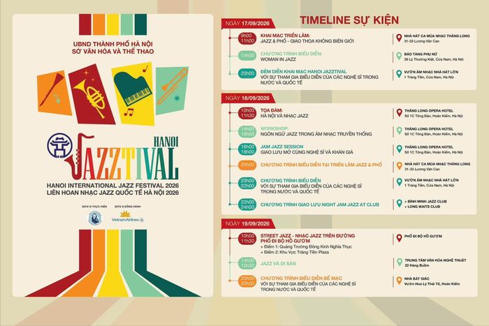  Timeline của Hanoi Jazztival 2026. Ảnh: BTC.