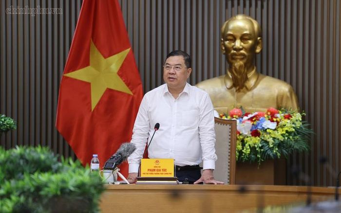 Đồng chí Phạm Gia Túc: Lễ trao giải cần được tổ chức trang trọng, thiết thực, tạo sức lan tỏa trong cán bộ, đảng viên và toàn xã hội - Ảnh: chinhphu.vn/Phương Nguyên