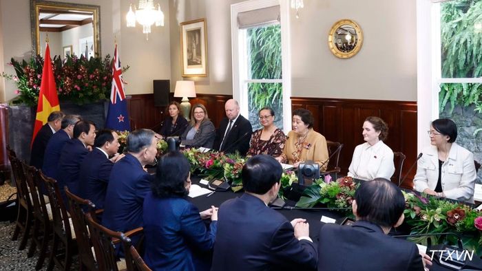 Tổng Bí thư, Chủ tịch nước Tô Lâm hội đàm với Toàn quyền New Zealand Cindy Kiro. (Ảnh: Thống Nhất/TTXVN)